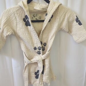 Cozy Cream Kids Pajama Robe Paw Prints Size 2 Year. Purchased In Turkey